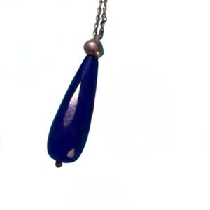 BNWT Sterling Silver long necklace with beautiful blue pendant